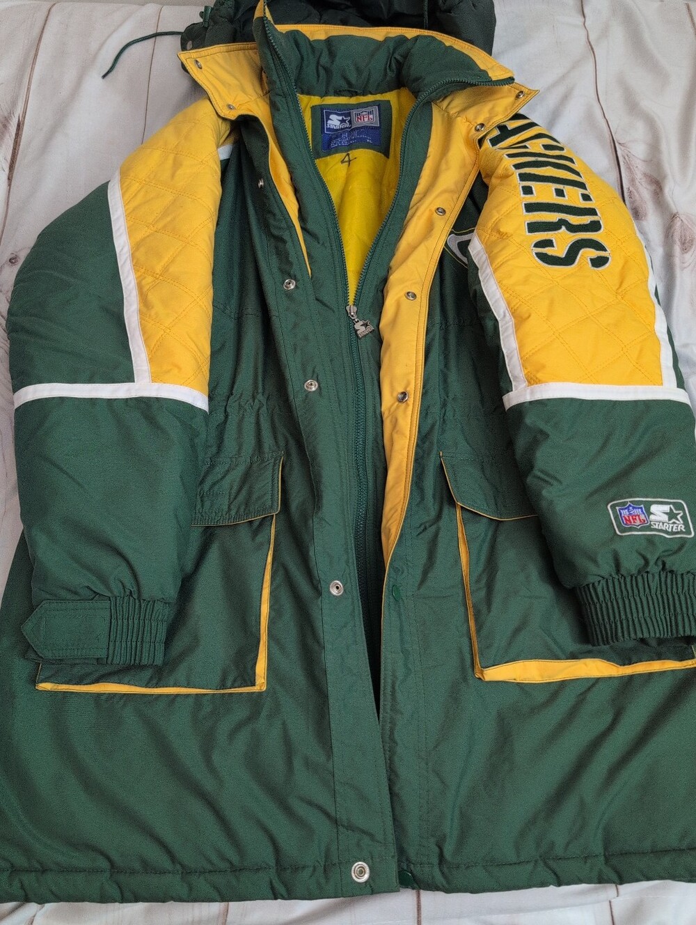Vintage 90s Starter Green Bay Packers NFL Pro Line Embroidered Parka XL Zip Hood